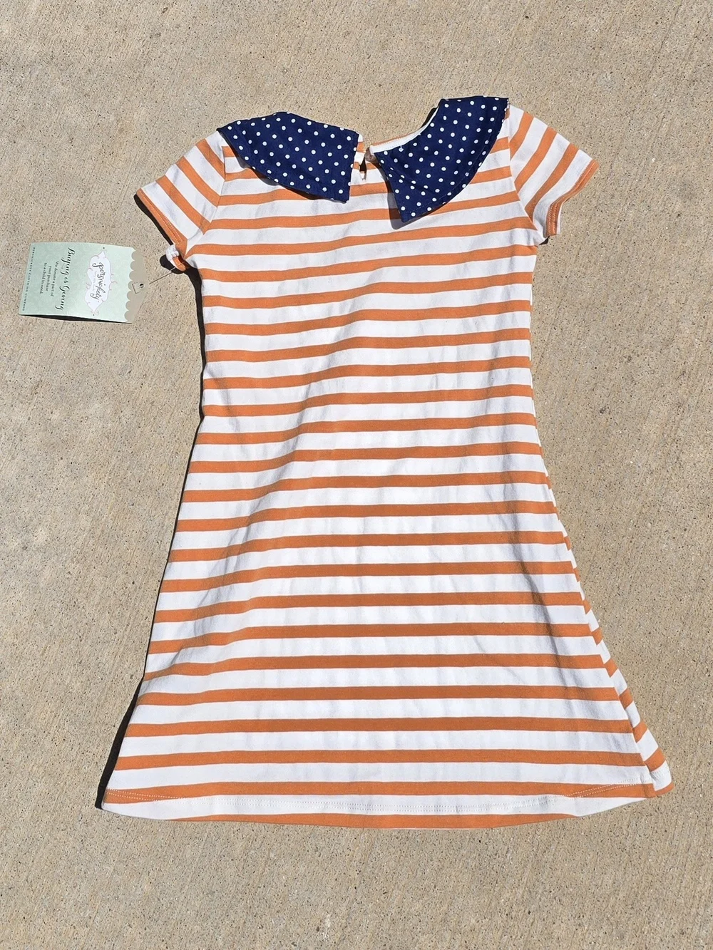 Persnickety Nwt Dress with Navy Polka Dot Collar